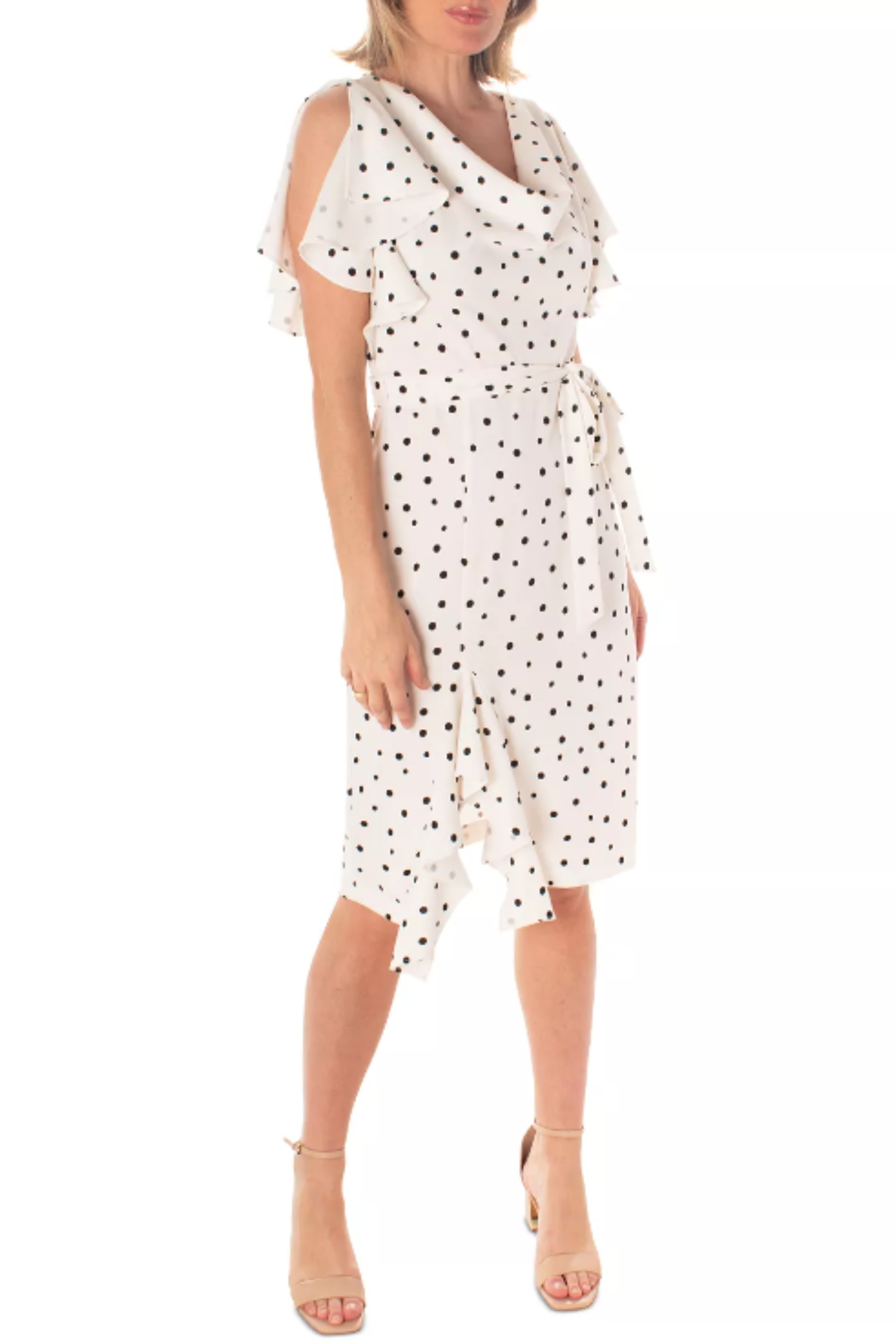 Maison Tara 95783M Belted Short Sleeve Knee Length Dress