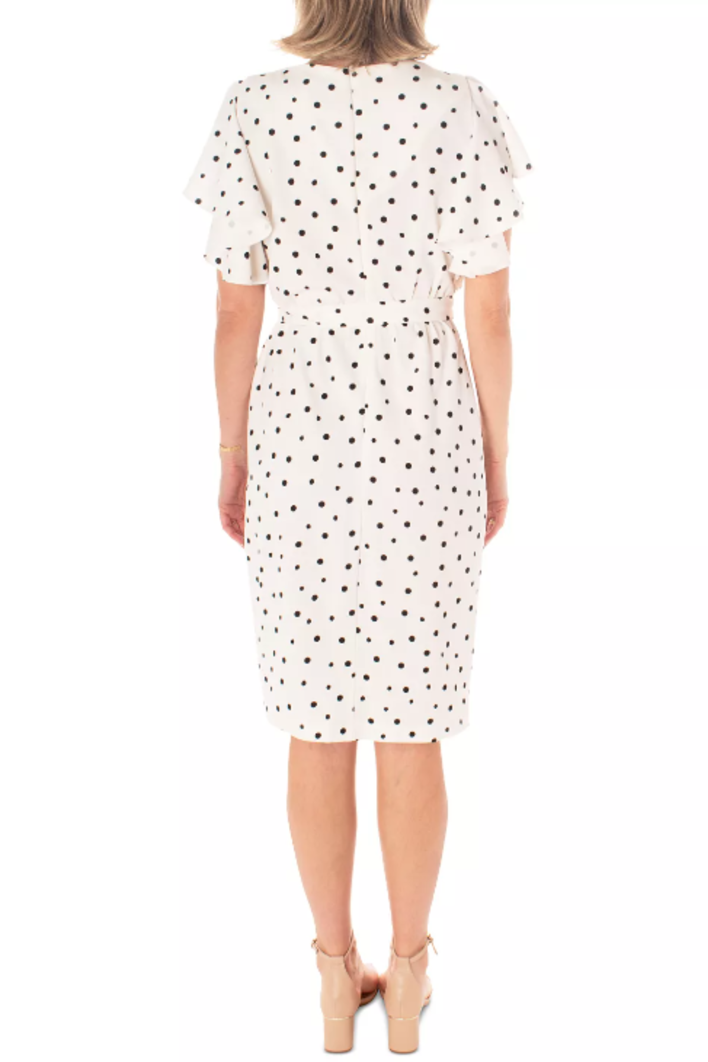 Maison Tara 95783M Belted Short Sleeve Knee Length Dress