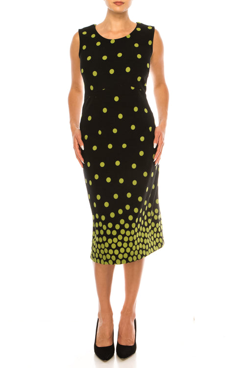 Maya Brooke 28103 Polka Dot Sheath Dress with Rounded-Hem Bolero Jacket
