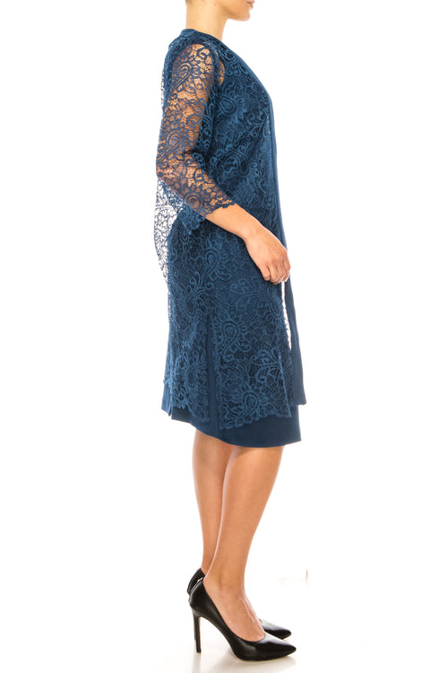 Maya Brooke  2-Piece Lace 3/4 Sleeve Jacket Dress