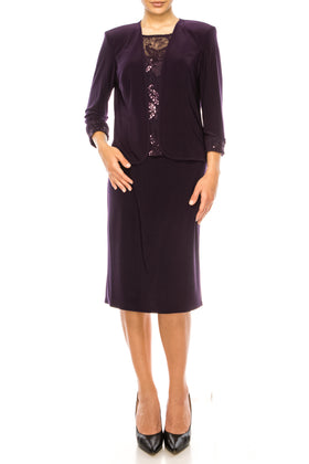 Maya Brooke 28260-EGGPLANT-2 Jacket Dress