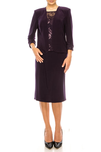 Maya Brooke 28260-EGGPLANT-2 Jacket Dress