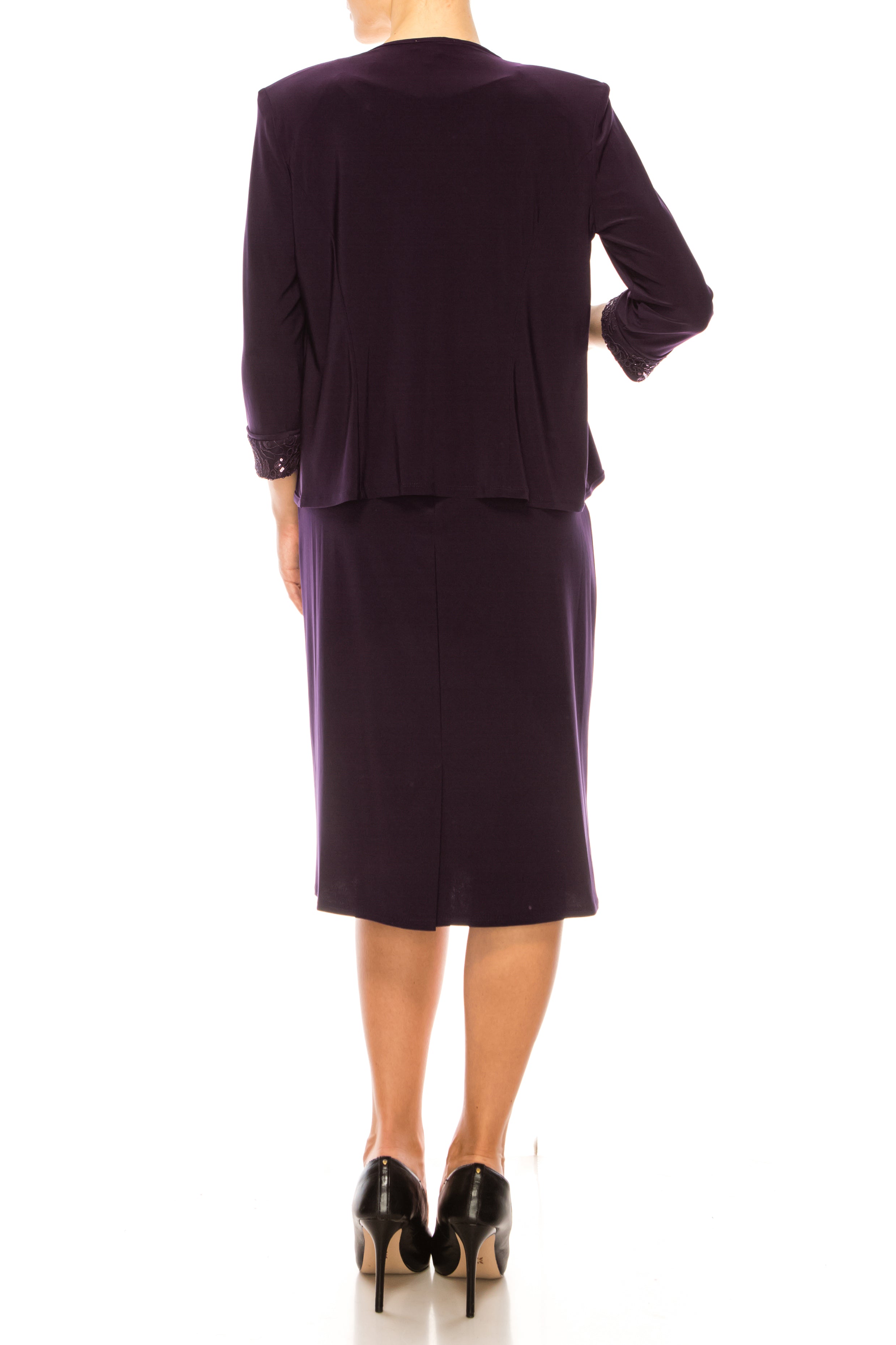 Maya Brooke Floral Embroidered Sequin Jacket Dress