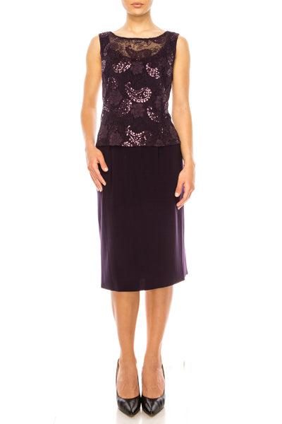 Maya Brooke Floral Embroidered Sequin Jacket Dress