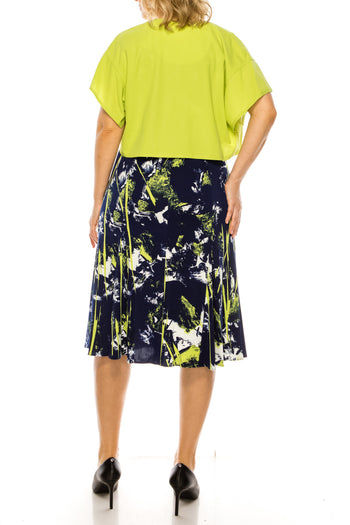 Maya Brooke Navy Lime 2 Piece Jacket Dress