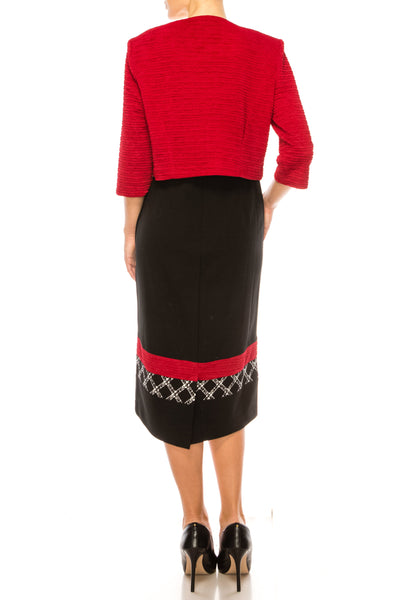 Maya Brooke Contrast Pattern Cropped Jacket Dress