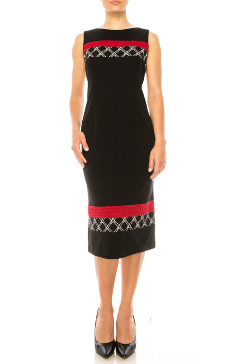 Maya Brooke Contrast Pattern Cropped Jacket Dress