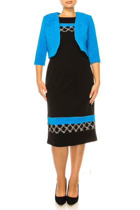 Maya Brooke 28633-TURQ BLACK-2 Jacket Dress by Maya Brooke