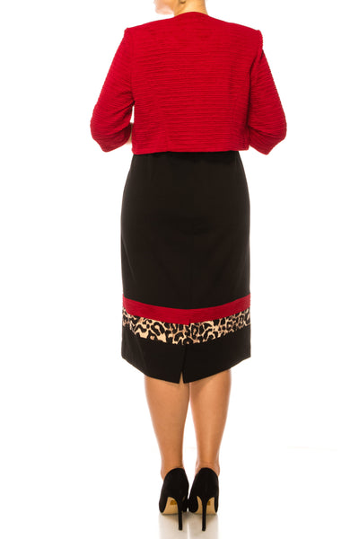 Maya Brooke 2-Pc Animal Print Cropped Jacket Dress