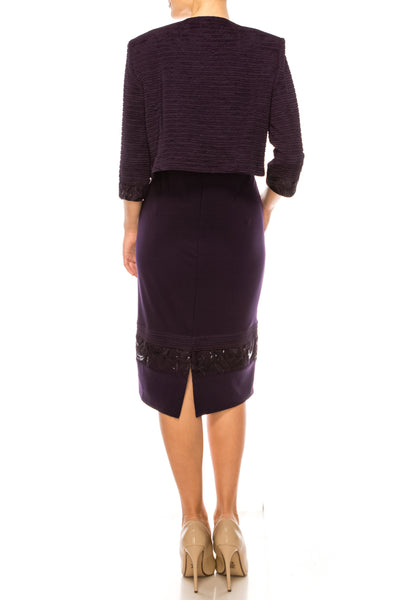 Maya Brooke 28940 Floral Sequin Mesh Sheath Dress with Cropped Jacket