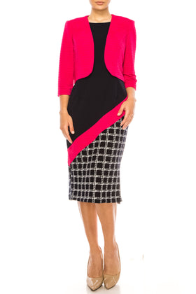 Maya Brooke Angled Contrast Print Jacket Dress