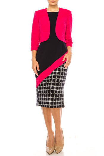 Maya Brooke Angled Contrast Print Jacket Dress