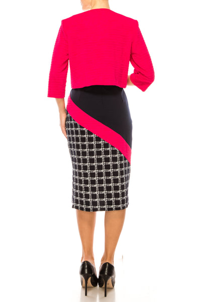 Maya Brooke Angled Contrast Print Jacket Dress