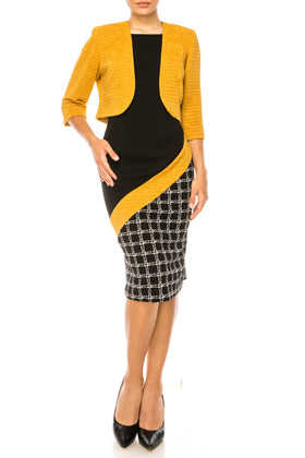 Maya Brooke 4007-MUSTARD BLACK-2 Jacket Dress by Maya Brooke