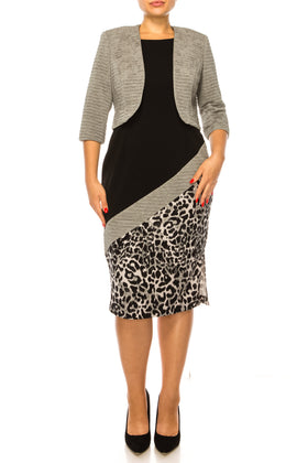 Maya Brooke 4028-STONE BLACK-2 Jacket Dress by Maya Brooke