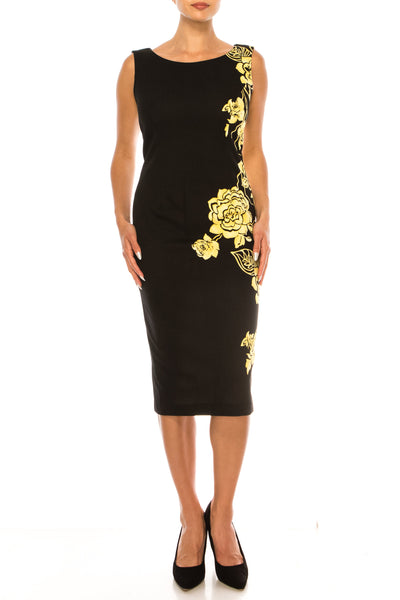Maya Brooke 4158 Floral Print Sheath Dress with Double Ruffle Sleeve Jacket
