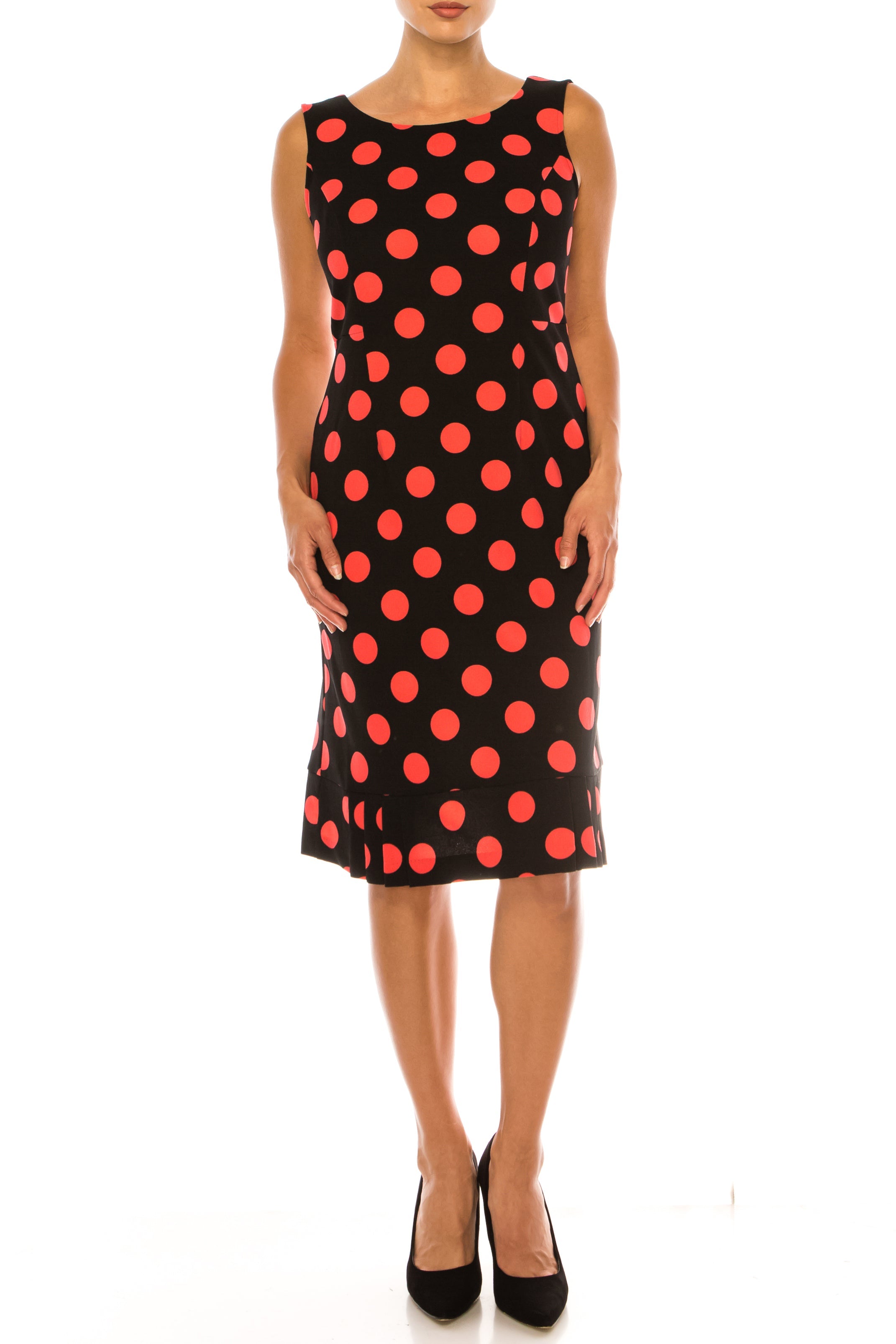 Maya Brooke 4222 Polka Dot Pleated Hem Sheath Dress with Bolero Jacket
