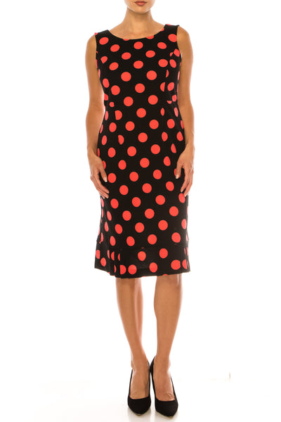 Maya Brooke 4222 Polka Dot Pleated Hem Sheath Dress with Bolero Jacket
