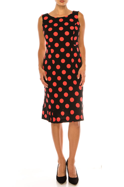 Maya Brooke 4222 Polka Dot Pleated Hem Sheath Dress with Bolero Jacket