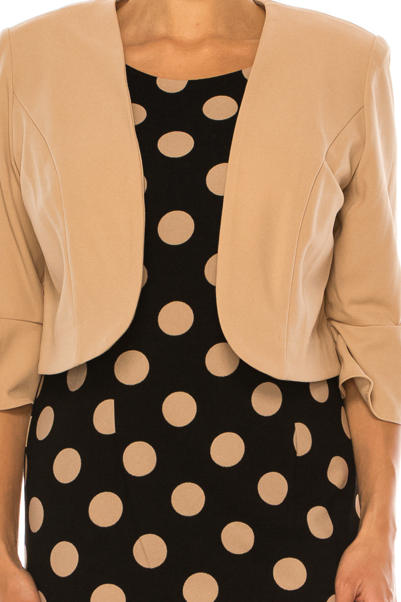 Maya Brooke 4222 Polka Dot Pleated Hem Sheath Dress with Bolero Jacket