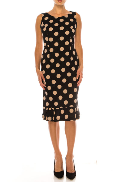 Maya Brooke 4222 Polka Dot Pleated Hem Sheath Dress with Bolero Jacket