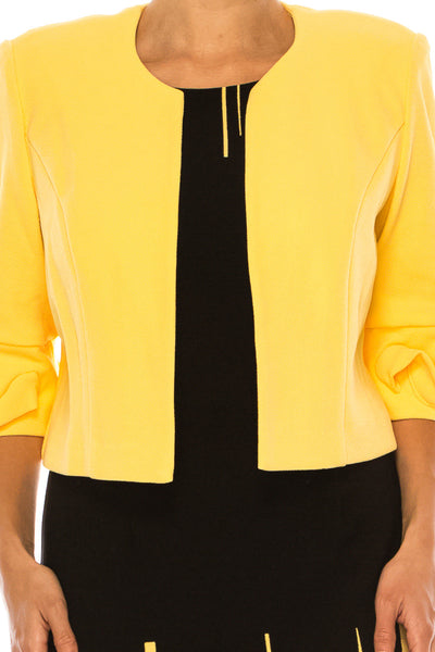 Maya Brooke 4242 Abstract Line Sheath Dress with Wavy Cuff Jacket