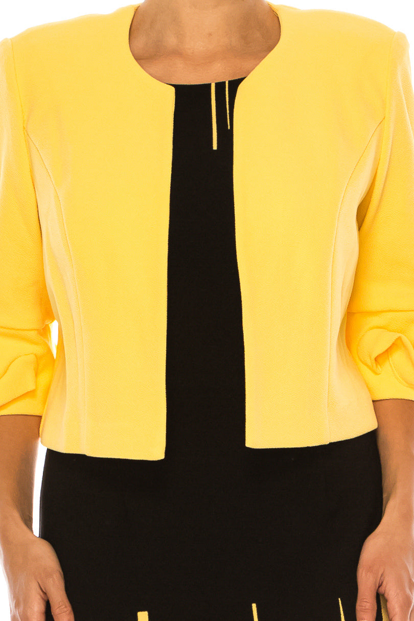 Maya Brooke 4242 Abstract Line Sheath Dress with Wavy Cuff Jacket