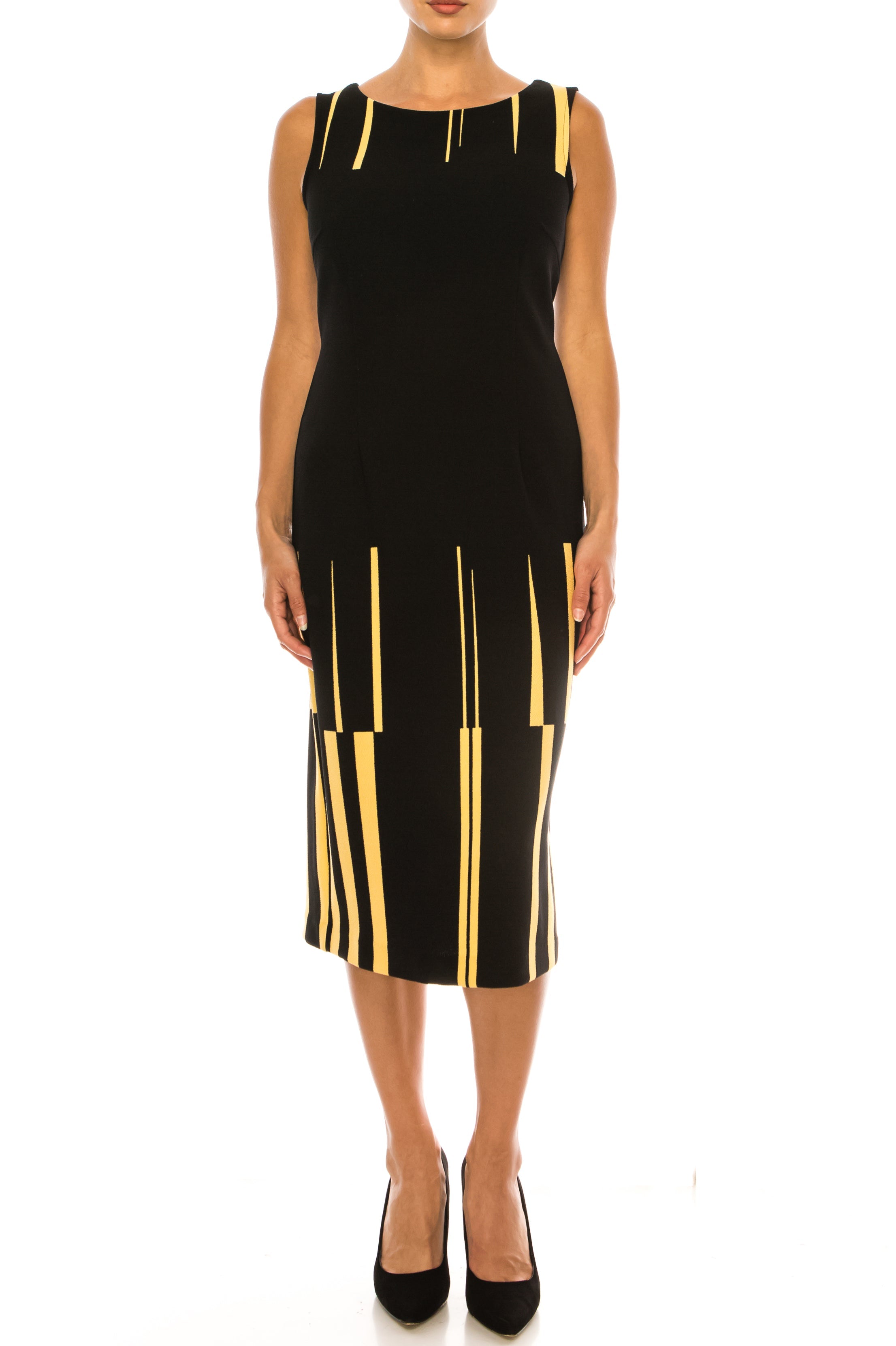 Maya Brooke 4242 Abstract Line Sheath Dress with Wavy Cuff Jacket