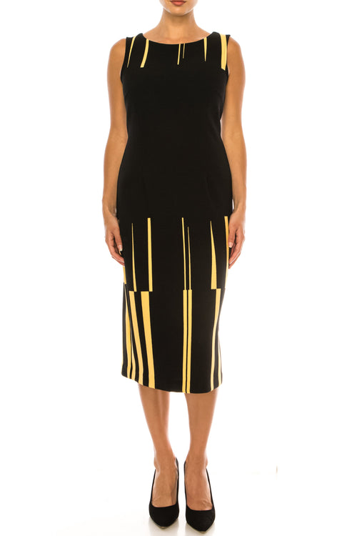 Maya Brooke 4242 Abstract Line Sheath Dress with Wavy Cuff Jacket