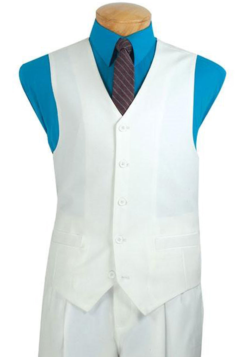 Men's White Poplin Suit & Tuxedo Vest by Vinci Suits