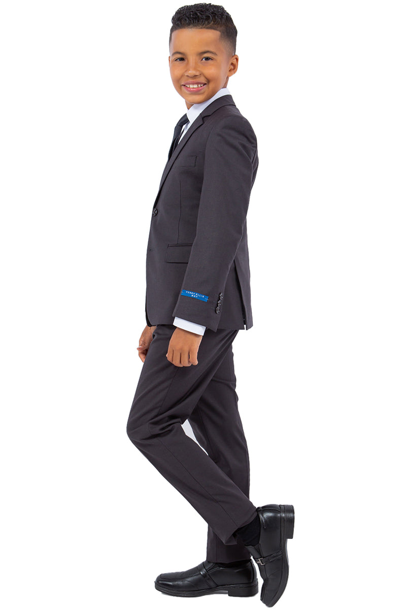 Boys Suit Perry Ellis Vested Boy's Wedding Suit in Charcoal Grey