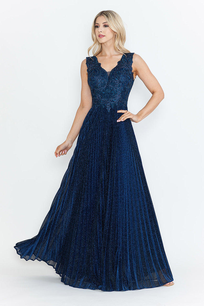 Vestido de madre del novio con escote en V y mangas 3/4 de Lenovia 8341 (Nueva colección)