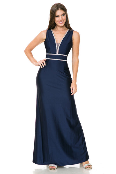 Formal Dress Deep V-Neck Embellished A-Line Prom Gown By Lenovia 5254-New Collection