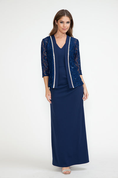 Mother Of The Groom Dress V-Neck Jacket Formal Gown By Lenovia 5293