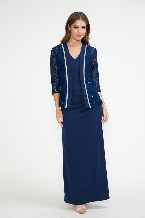 Mother Of The Groom Dress V-Neck Jacket Formal Gown By Lenovia 5293