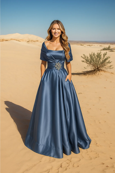 Terani Couture 251M4441 Pleated Beaded Long Evening Gown