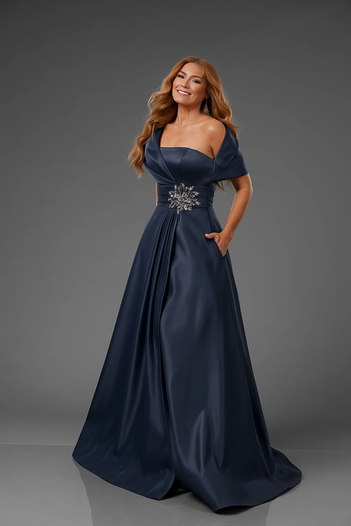 Vestido largo de corte A para madre de la novia | Elegante vestido de noche de Terani Couture 251m4441