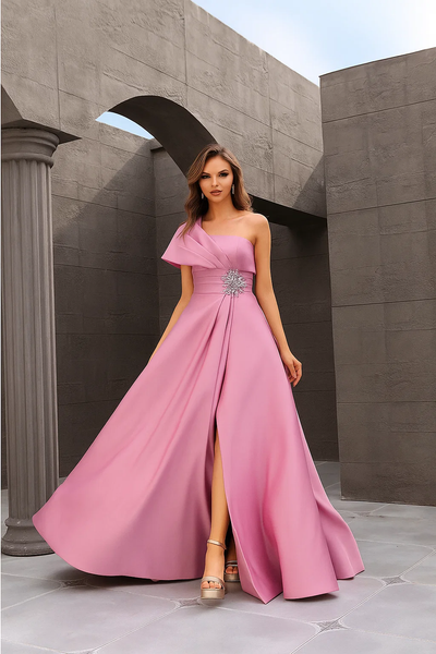 Terani Couture 251m4441 Matte Satin A Line Sleeveless Long Dress