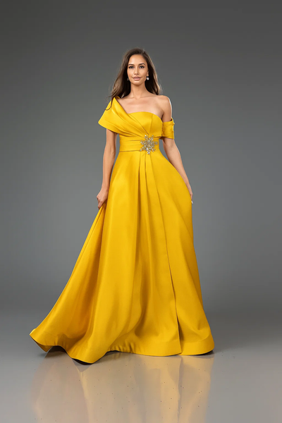 Terani Couture 251M4441 Pleated Beaded Long Evening Gown