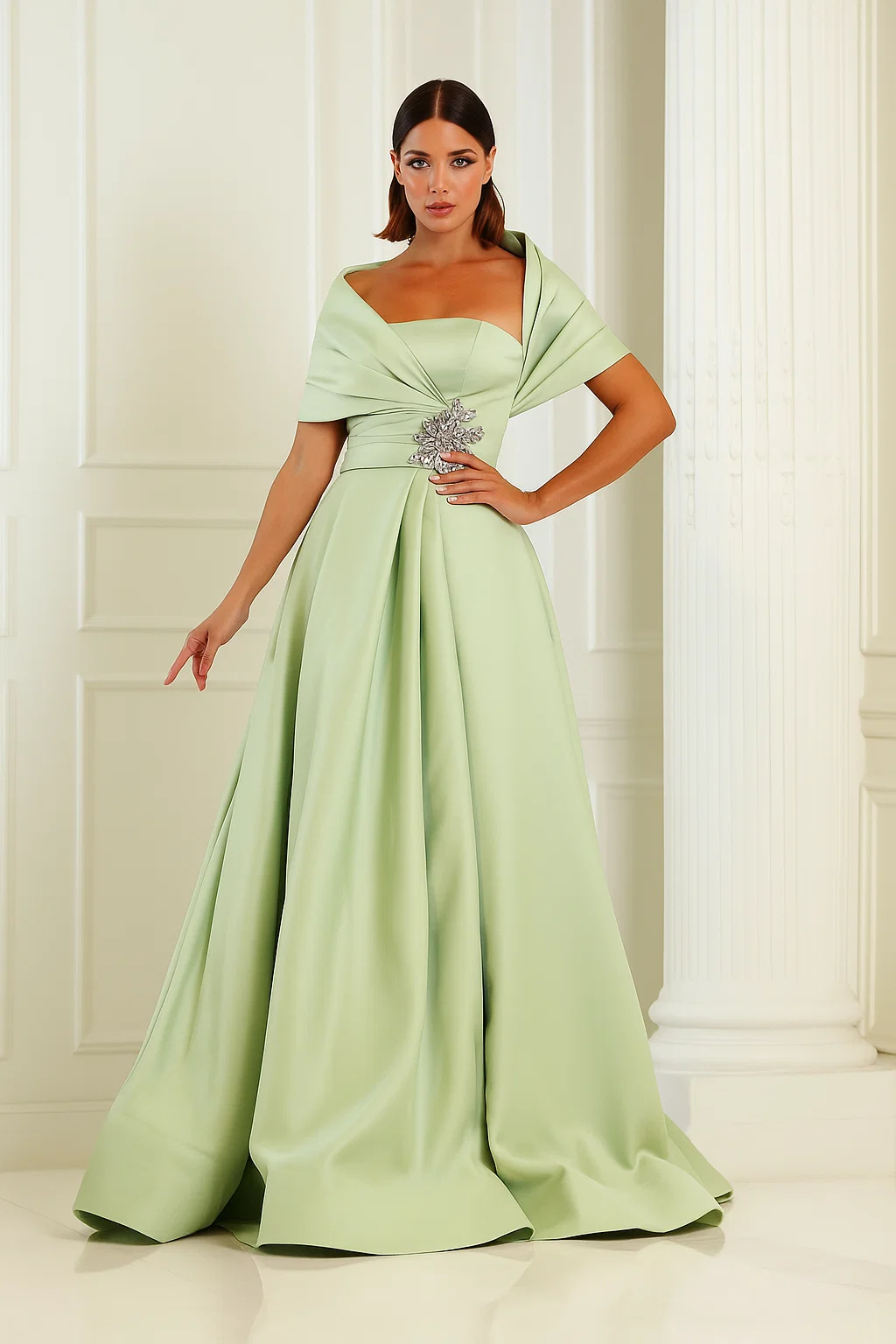 Vestido largo de corte A para madre de la novia | Elegante vestido de noche de Terani Couture 251m4441