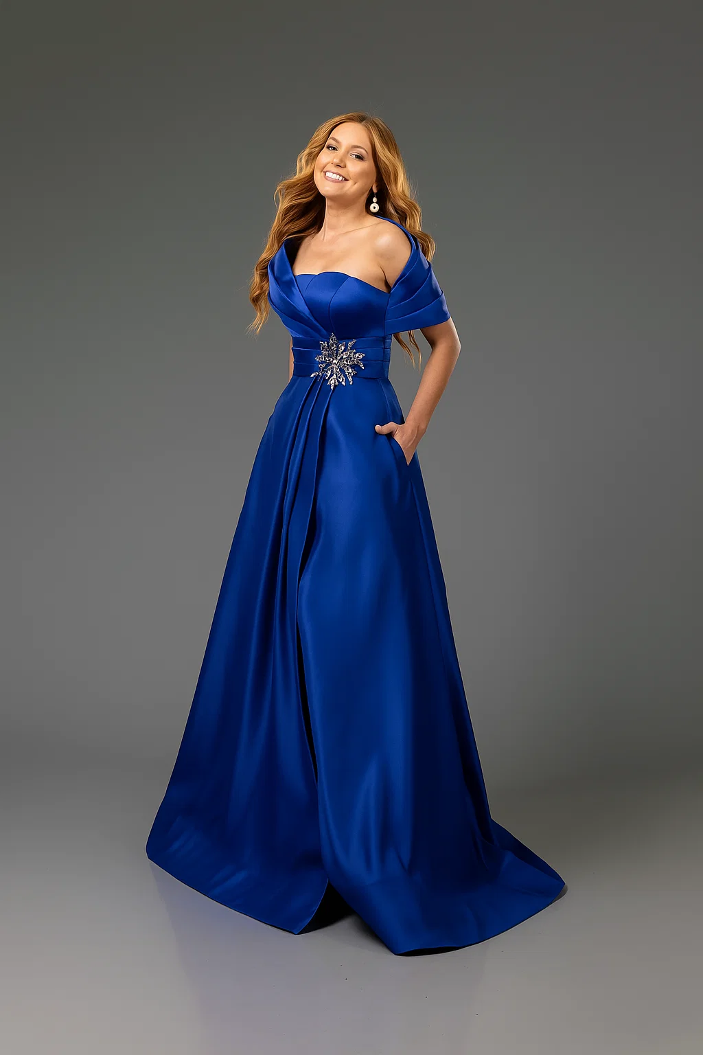 Vestido largo de corte A para madre de la novia | Elegante vestido de noche de Terani Couture 251m4441