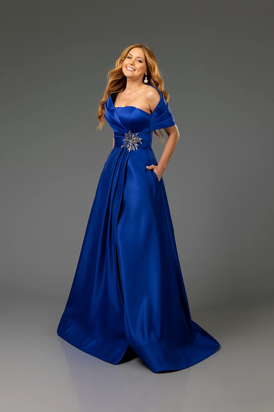 Terani Couture 251M4441 Pleated Beaded Long Evening Gown