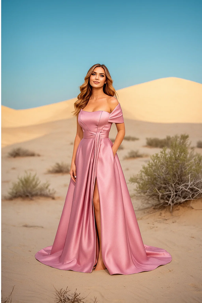 Terani Couture 251M4441 Pleated Beaded Long Evening Gown