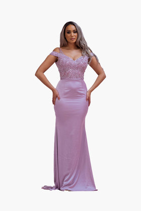 Chic and Holland BM1821 V-Neck Evening Gown with Open Back
