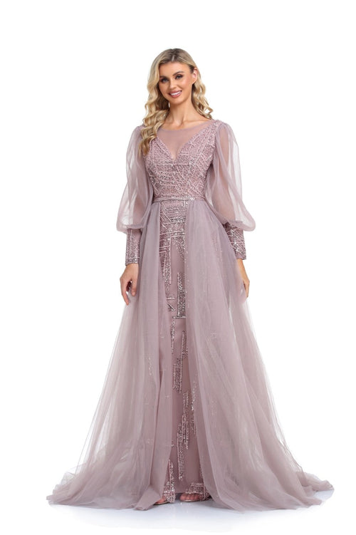 Formal Dresses Overskirt Long Formal A Line Evening Dress Rose Gold