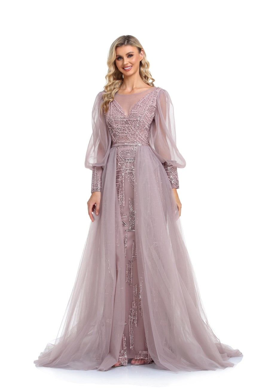 Formal Dresses Overskirt Long Formal A Line Evening Dress Rose Gold