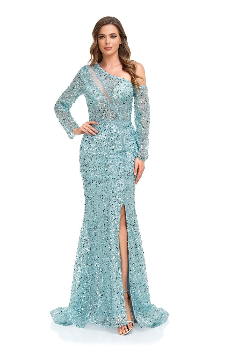 Formal Dresses Long Formal Sequin Evening Dress Baby Blue