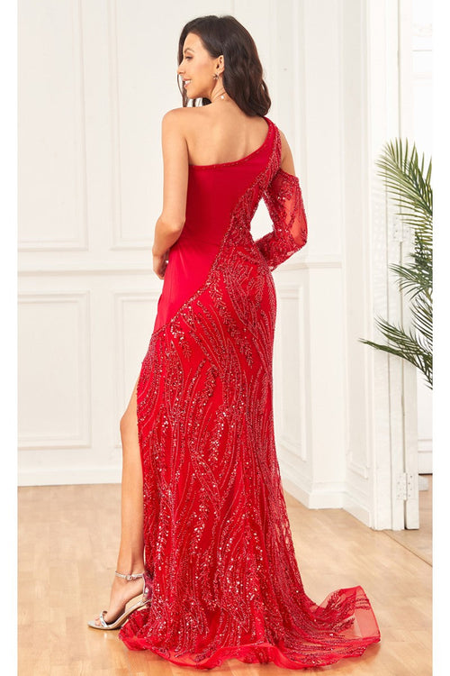 High Couture NR2289 Beaded Long Formal Slit Sequin Prom Dress
