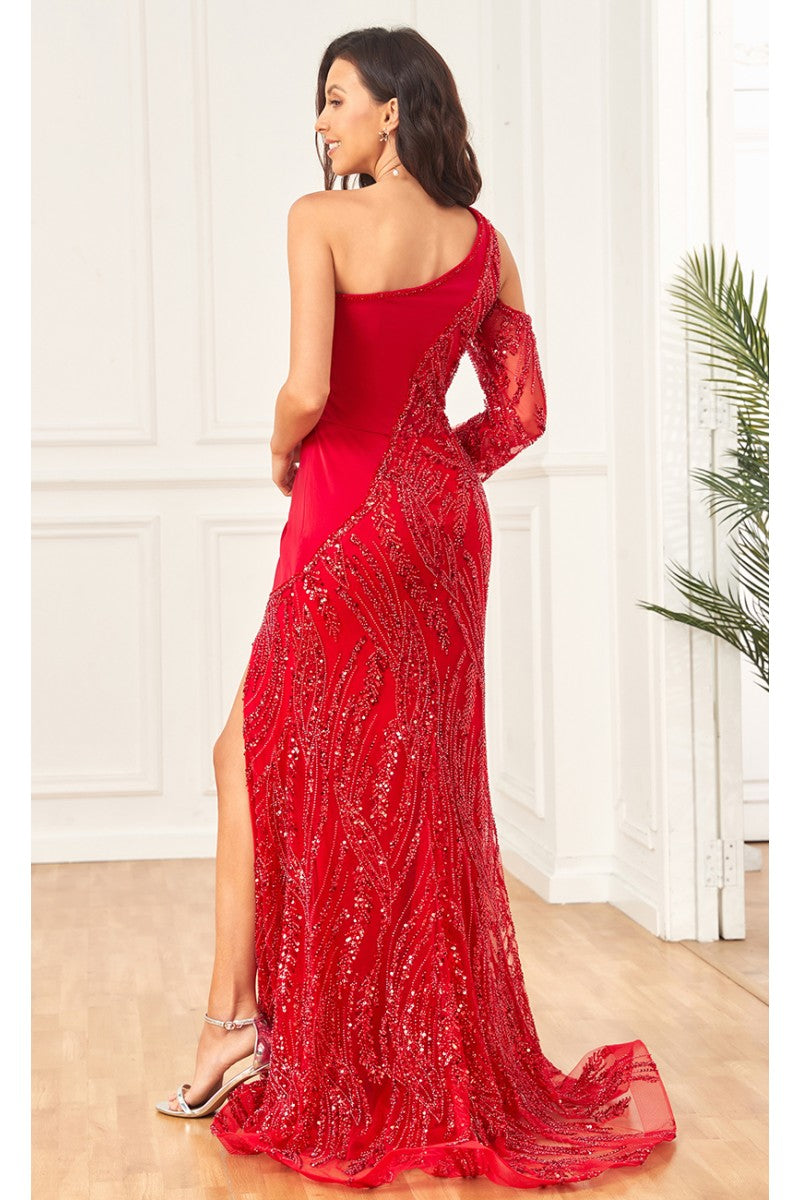 High Couture NR2289 Beaded Long Formal Slit Sequin Prom Dress