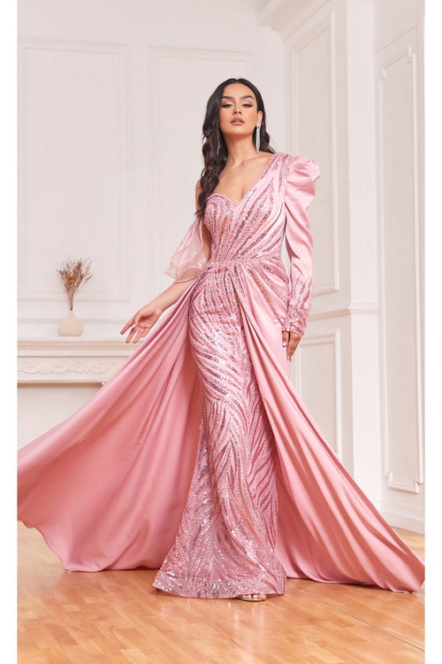 High Couture NR2290 Overskirt Long Floral Formal Evening Fitted Dress